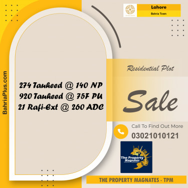 Residential Plot for Sale in Bahria Town, Lahore - (BP-208385)