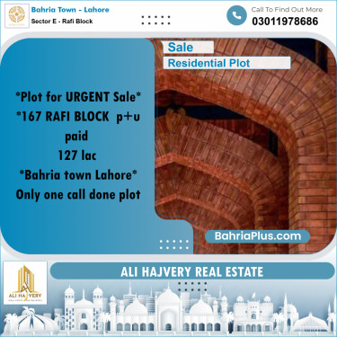 10 Marla Residential Plot for Sale in Sector E - Rafi Block -  Bahria Town, Lahore - (BP-208405)