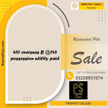Residential Plot for Sale in Overseas B -  Bahria Town, Lahore - (BP-208424)