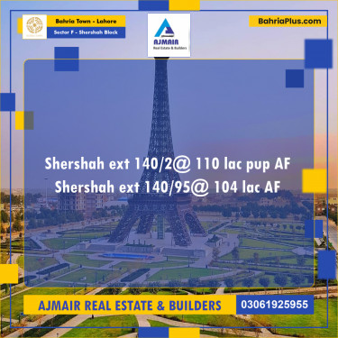 Residential Plot for Sale in Sector F - Shershah Block -  Bahria Town, Lahore - (BP-208428)