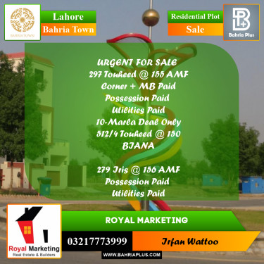 Residential Plot for Sale in Bahria Town, Lahore - (BP-208435)