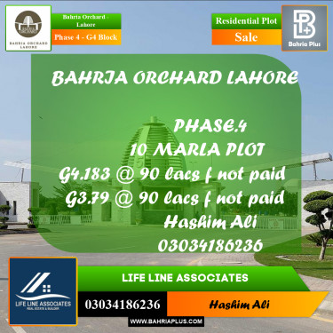 10 Marla Residential Plot for Sale in Phase 4 - G4 Block -  Bahria Orchard, Lahore - (BP-208485)