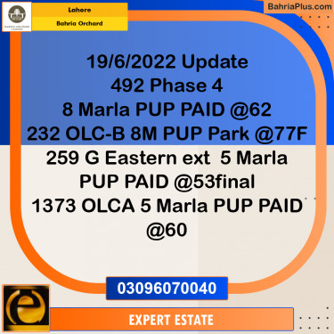 8 Marla Residential Plot for Sale in Bahria Orchard, Lahore - (BP-208584)