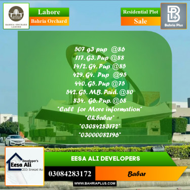 Residential Plot for Sale in Bahria Orchard, Lahore - (BP-208590)