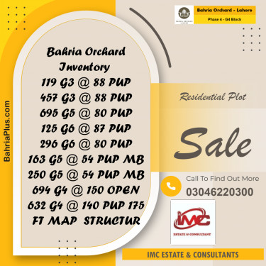 Residential Plot for Sale in Phase 4 - G4 Block -  Bahria Orchard, Lahore - (BP-208624)
