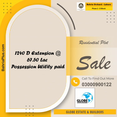 8 Marla Residential Plot for Sale in Phase 2 - D Block -  Bahria Orchard, Lahore - (BP-208627)