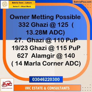 Residential Plot for Sale in Sector F - Ghazi Block -  Bahria Town, Lahore - (BP-208633)