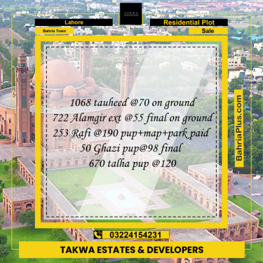 Residential Plot for Sale in Bahria Town, Lahore - (BP-208671)