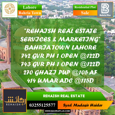 Residential Plot for Sale in Bahria Town, Lahore - (BP-208694)