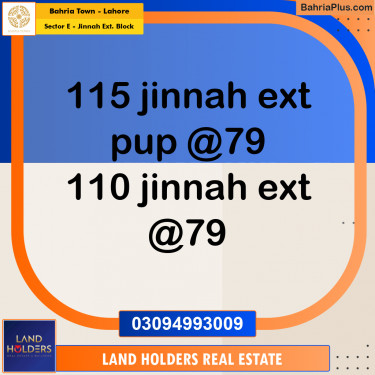Residential Plot for Sale in Sector E - Jinnah Ext. Block -  Bahria Town, Lahore - (BP-208715)