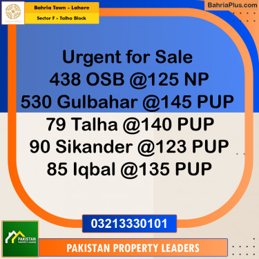 10 Marla Residential Plot for Sale in Sector F - Talha Block -  Bahria Town, Lahore - (BP-208776)