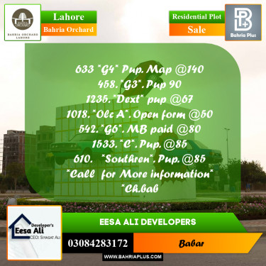 Residential Plot for Sale in Bahria Orchard, Lahore - (BP-208797)