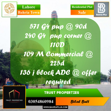 Residential Plot for Sale in Bahria Town, Lahore - (BP-208809)