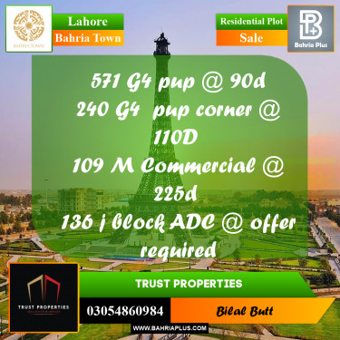 Residential Plot for Sale in Bahria Town, Lahore - (BP-208811)