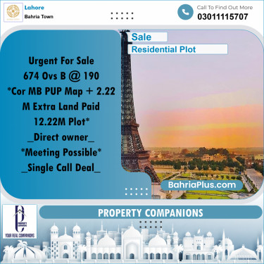 Residential Plot for Sale in Bahria Town, Lahore - (BP-208821)