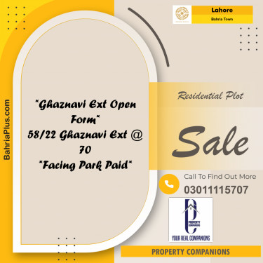 Residential Plot for Sale in Bahria Town, Lahore - (BP-208824)