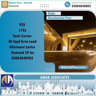 Residential Plot for Sale in Precinct 25 -  Bahria Town, Karachi - (BP-208937)