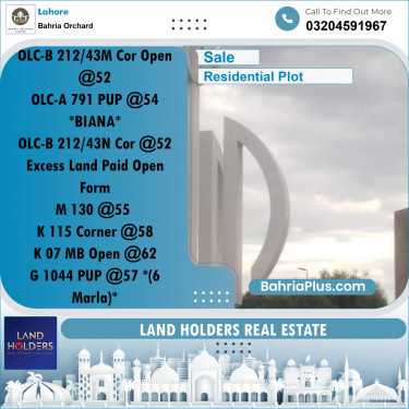 Residential Plot for Sale in Bahria Orchard, Lahore - (BP-208949)