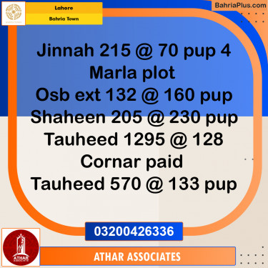 Residential Plot for Sale in Bahria Town, Lahore - (BP-208963)