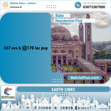 10 Marla Residential Plot for Sale in Overseas B -  Bahria Town, Lahore - (BP-208973)