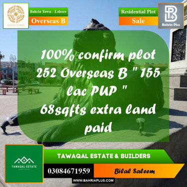 10 Marla Residential Plot for Sale in Overseas B -  Bahria Town, Lahore - (BP-209024)