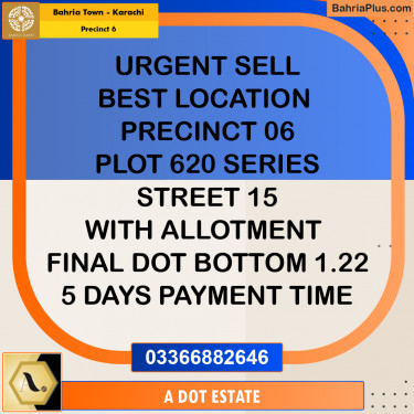 275 Sq. Yards Residential Plot for Sale in Precinct 6 -  Bahria Town, Karachi - (BP-209080)