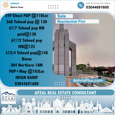 Residential Plot for Sale in Bahria Town, Lahore - (BP-209095)
