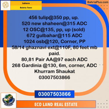 Residential Plot for Sale in Bahria Town, Lahore - (BP-209154)