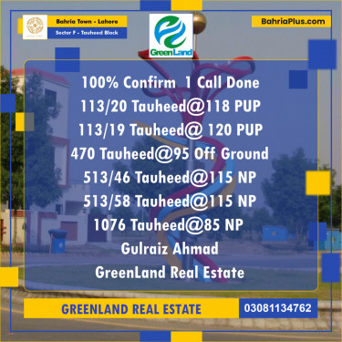 10 Marla Residential Plot for Sale in Sector F - Tauheed Block -  Bahria Town, Lahore - (BP-209181)