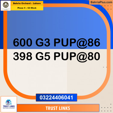 Residential Plot for Sale in Phase 4 - G3 Block -  Bahria Orchard, Lahore - (BP-209231)