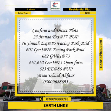 Residential Plot for Sale in Bahria Town, Lahore - (BP-209259)