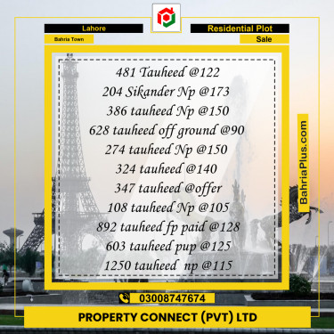 Residential Plot for Sale in Bahria Town, Lahore - (BP-209307)