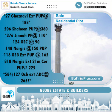 Residential Plot for Sale in Sector E - Jinnah Block -  Bahria Town, Lahore - (BP-209321)