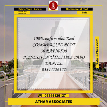5 Marla Commercial Plot for Sale in Sector E - Rafi Commercial -  Bahria Town, Lahore - (BP-209328)