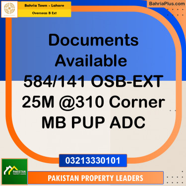 1 Kanal Residential Plot for Sale in Overseas B Ext -  Bahria Town, Lahore - (BP-209376)