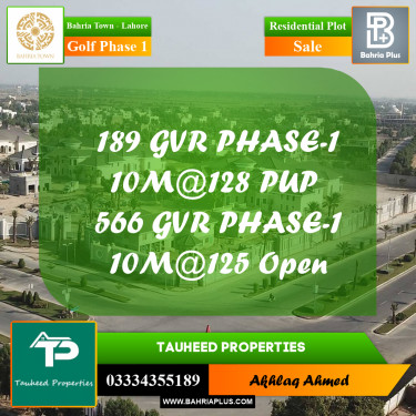 10 Marla Residential Plot for Sale in Golf Phase 1 -  Bahria Town, Lahore - (BP-209400)
