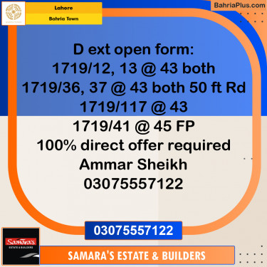 Residential Plot for Sale in Bahria Town, Lahore - (BP-209430)