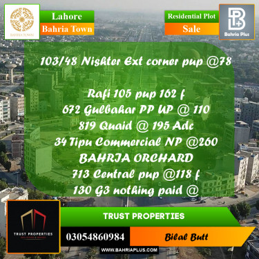 Residential Plot for Sale in Bahria Town, Lahore - (BP-209446)