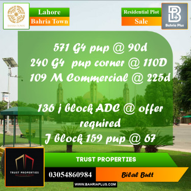 Residential Plot for Sale in Bahria Town, Lahore - (BP-209448)