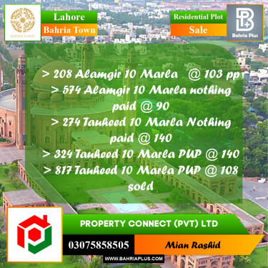 1 Kanal Residential Plot for Sale in Bahria Town, Lahore - (BP-209468)
