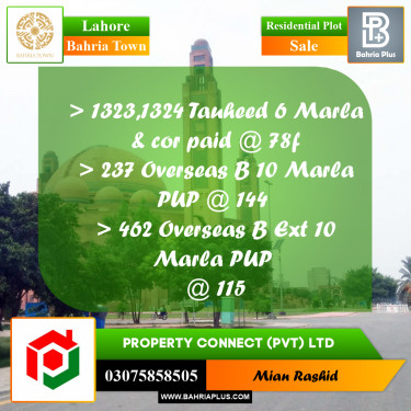 10 Marla Residential Plot for Sale in Bahria Town, Lahore - (BP-209471)