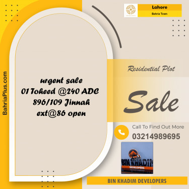 Residential Plot for Sale in Bahria Town, Lahore - (BP-209668)