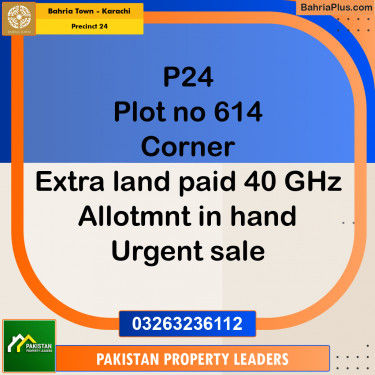 Residential Plot for Sale in Precinct 24 -  Bahria Town, Karachi - (BP-209670)