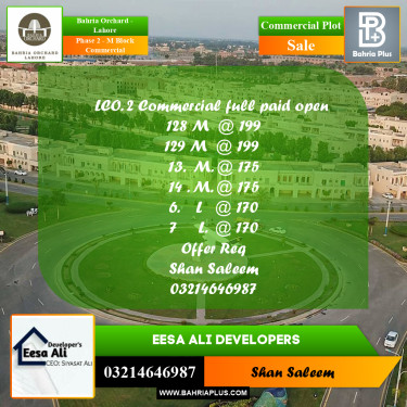 Commercial Plot for Sale in Phase 2 - M Block Commercial -  Bahria Orchard, Lahore - (BP-209708)