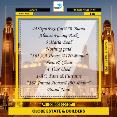 Residential Plot for Sale in Bahria Town, Lahore - (BP-209740)