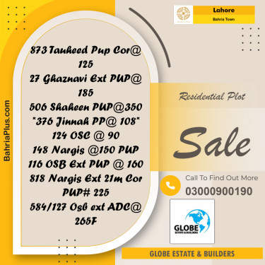 Residential Plot for Sale in Bahria Town, Lahore - (BP-209841)