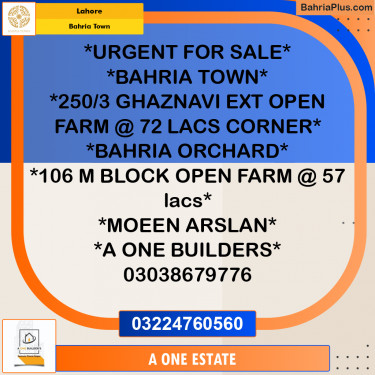 Residential Plot for Sale in Bahria Town, Lahore - (BP-209872)