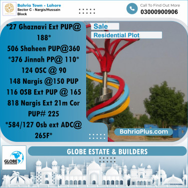 Residential Plot for Sale in Sector C - Nargis/Hussain Block -  Bahria Town, Lahore - (BP-209917)