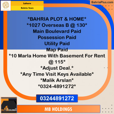 Residential Plot for Sale in Bahria Town, Lahore - (BP-209974)