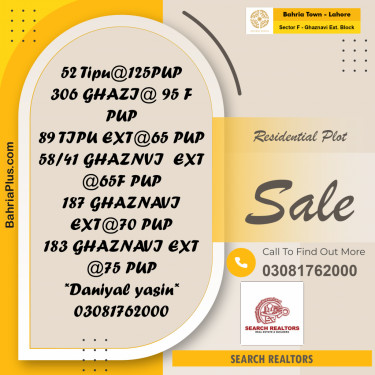 5 Marla Residential Plot for Sale in Sector F - Ghaznavi Ext. Block -  Bahria Town, Lahore - (BP-210035)